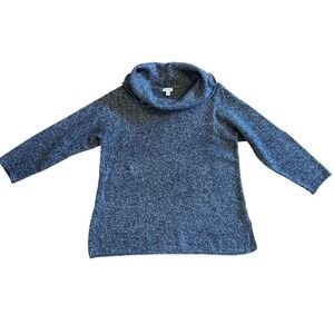 Pure Jill J. Jill Marled Grey Cowl Neck Sweater Cotton Wool Blend Large Chunky